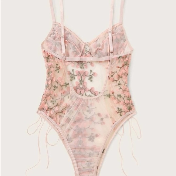 Lace Mesh Floral One Piece Bodysuit Lingerie Top - Picture 8 of 16